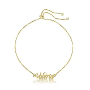 Pulseira Personalizada Floratta Joias com Nome Gravado e Fecho Gravata Folheado em Ouro 18K Hipoalergênica Pulseira Personalizada Floratta Joias com Nome Gravado e Fecho Gravata Folheado em Ouro 18K