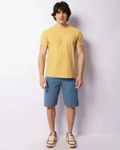Bermuda Jeans Masculina Reta Com Bolsos Azul 38