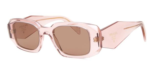 Óculos de Sol Feminino Prada Retangular PR 17WS Cor 2024 Cor Pêssego Transparente