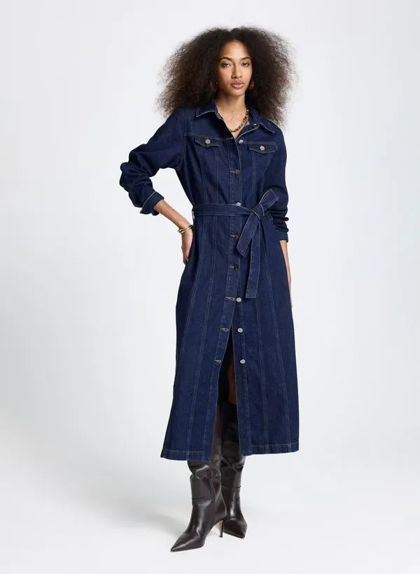 Chemise Le Lis Poly Midi Jeans Feminino 46