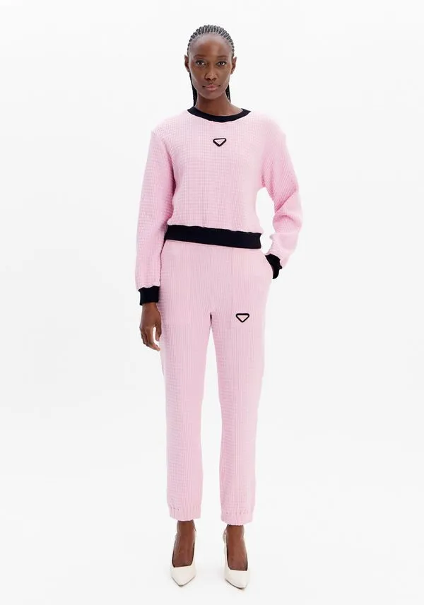 Calça Jogging Com Cintura Média E Bolsos Rosa M