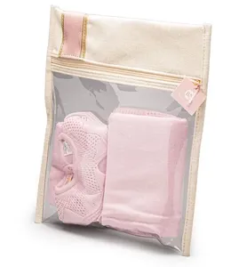 Kit Saquinho Organizador Malu Linho com 3 unidades Cru/Rose