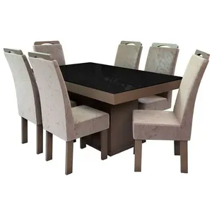 Conjunto Mesa com 6 Cadeiras Talismã New Premium Nevada Tabaco/Preto