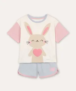pijama curto infantil coelho off white 2