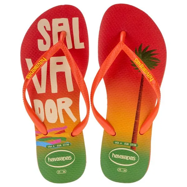 Chinelo Feminino Slim Postcard Havaianas - 4148968 LARANJA 35/36