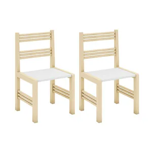 Conjunto 2 Cadeiras Infantil Bella em Madeira Maciça - Branco/Natural