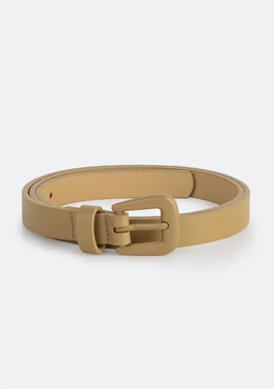 Cinto Feminino Fino Com Fivela De Metal - Bege G