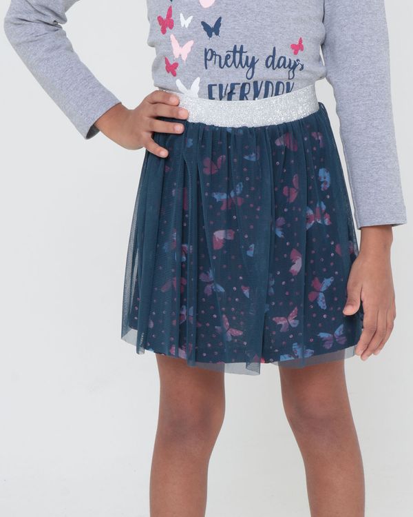 Saia Infantil Lurex Tule Azul Marinho 6