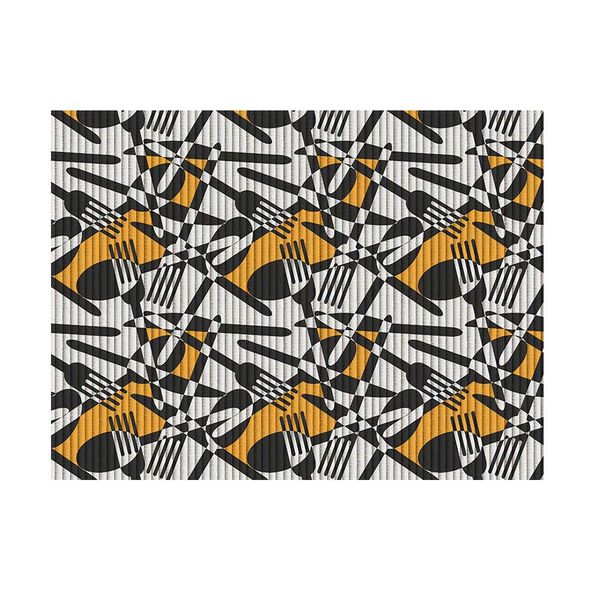 Passadeira PVC 43cm x 1 metro Tropical talheres abstratos Kapazi