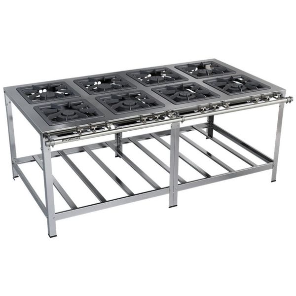 Fogão Industrial Stori Premium 8 Bocas 40x40 M16 Aço Inox 430 Metalmaq