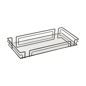 Bandeja Multiuso Hara Luiza Retangular 66,5 X 31,5 Cm Cor:preto