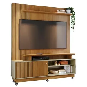 Estante Home Theater Ares Cumaru/opala Para Tv Até 65” Com Rodízios - Madetec Cumaru/opala