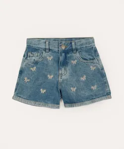 short mom jeans infantil borboletas azul 12