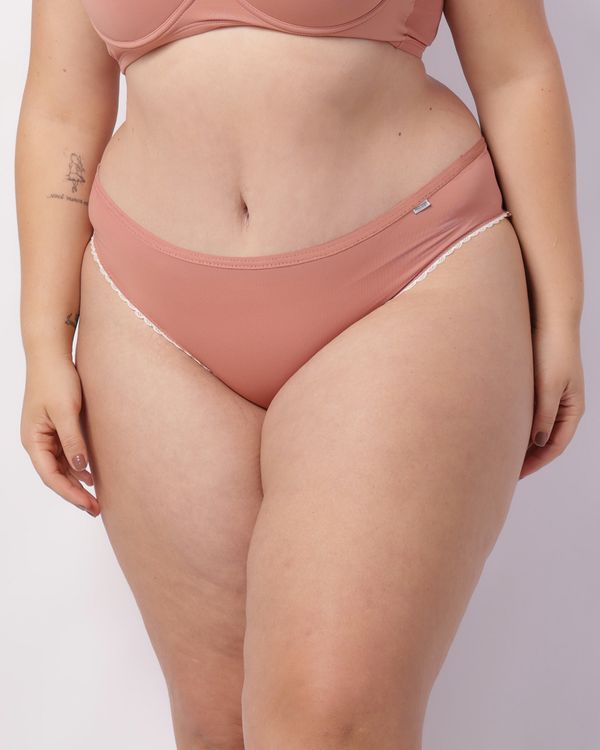 Calcinha Plus Size Feminina Biquíni com Renda Rosa 48