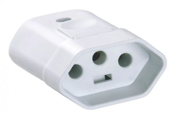 Plugue Fêmea 2P+T 10A Corpo Chato Branco 57402/053 - Tramontina