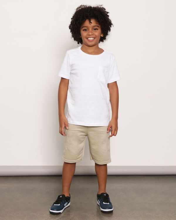 Bermuda Infantil Moletinho Bolso Cargo Bege 8