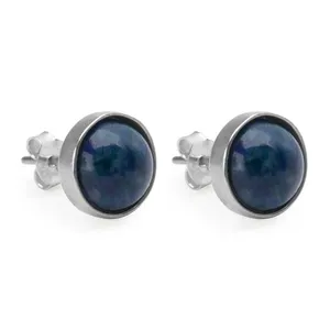 Par de Brincos Sink de Prata 925 e Pedra Natural Lapis Lazulli Azul Escuro