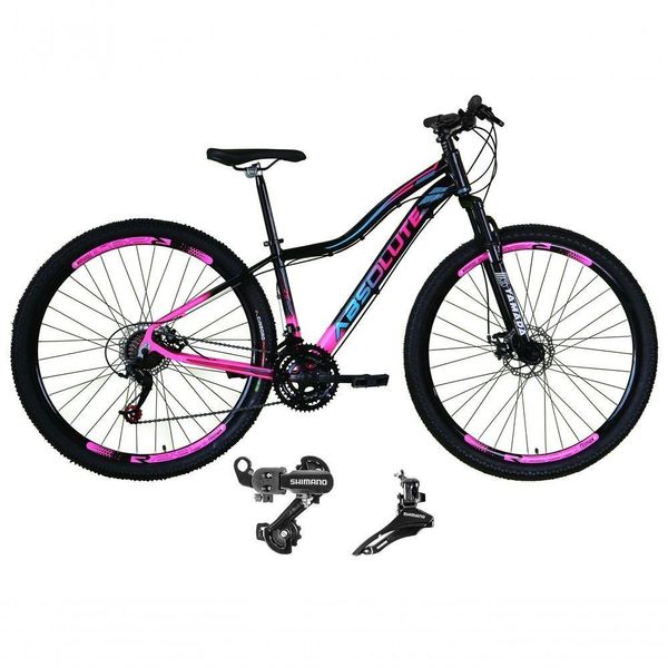 Bicicleta Aro 29 Absolute Hera Feminina 21v Alumínio Câmbios Shimano Freio A Disco Preto-Rosa 15