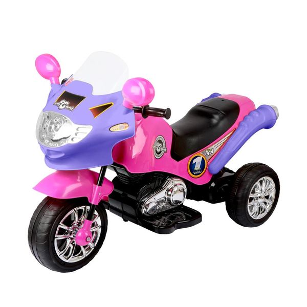 Moto Elétrica Infantil Speed Choper Homeplay Pink com Buzina e Som Motor - 247