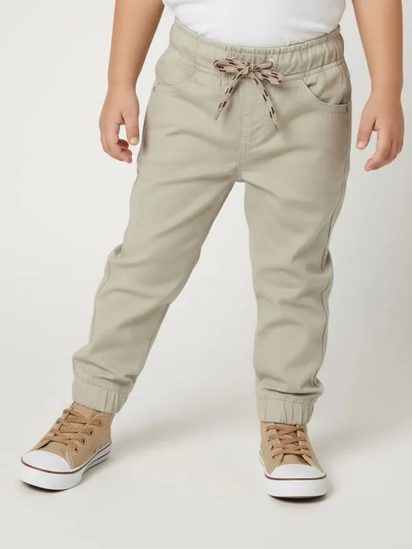 Calça Sarja Jogger Infantil Para Menino - AREIA 2