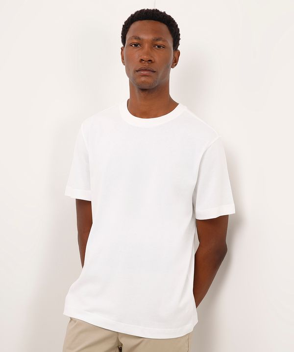camiseta de algodão manga curta branca M