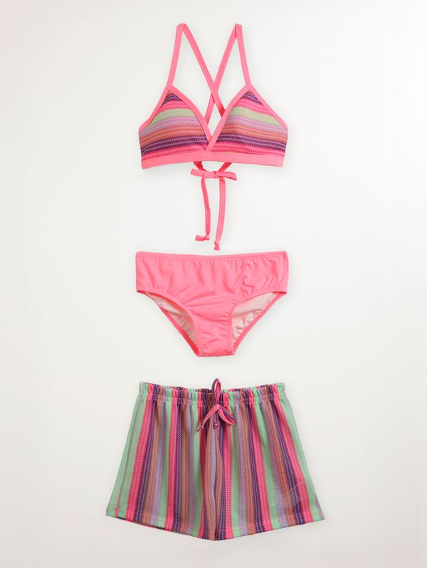 Biquíni Trijunto Com Short Juvenil Para Menina- ROSA 12