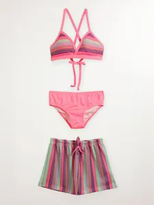 Biquíni Trijunto Com Short Juvenil Para Menina- ROSA 12