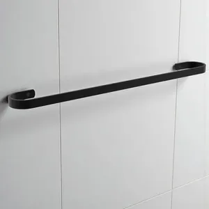 Porta Toalha de Banho para Parede 60cm em Alumínio Preto Fosco Resistente à Maresia Casah Porta Toalha de Banho Parede 60cm Alumínio Preto Fosco Casah