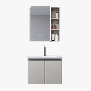 Kit Gabinete Completo Delicatto Para Banheiro Aço E Fibra Carbono 368B-60 (MP)