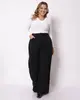 Calça Jeans Black Plus Size Feminina Wide Leg Preta 54
