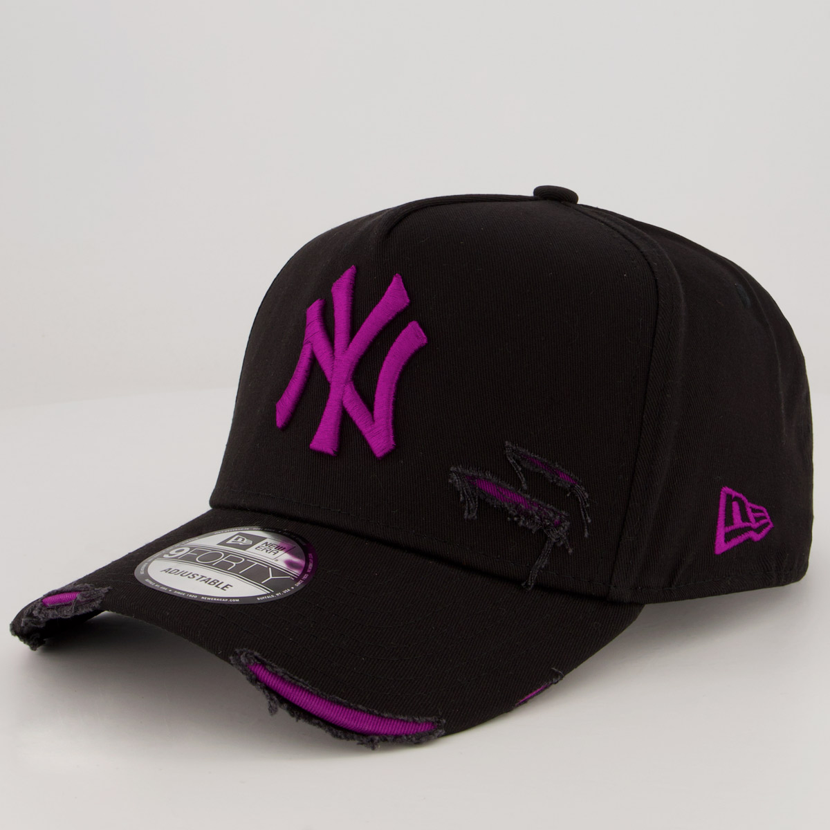 Boné New Era MLB New York Yankees 940 Destroyed Preto e Roxo