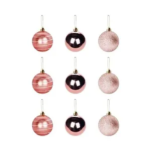 Kit 9 Bolinhas para Árvore de Natal 5cm Enfeite com Gancho Rosa Zein Importados Kit 9 Bolinhas para Árvore de Natal 5cm Enfeite Rosa Zein Importados