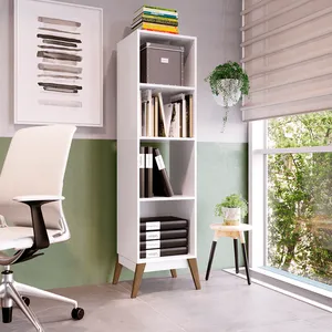 Estante Livreiro, MDP, 04 Nichos, 4 Pés - Paris Branco