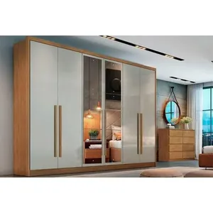 Guarda Roupa Casal 6 Portas c/Espelho 6Gavs Robust/Livorno Cumaru/Fendi 25 N. Horizonte
