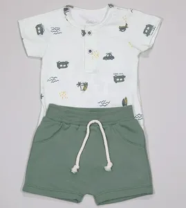 Conjunto Body Shorts - N6540 De 3 a 9 meses Verde - P