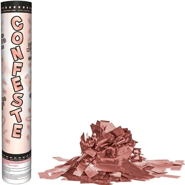 Lança Confetes Mundo Bizzaro Laminado Rosa Ouro 30cm (MP)
