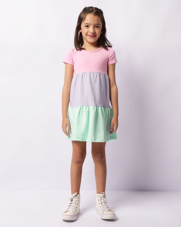 Vestido Infantil Texturizada Curto Três Marias Rosa 6