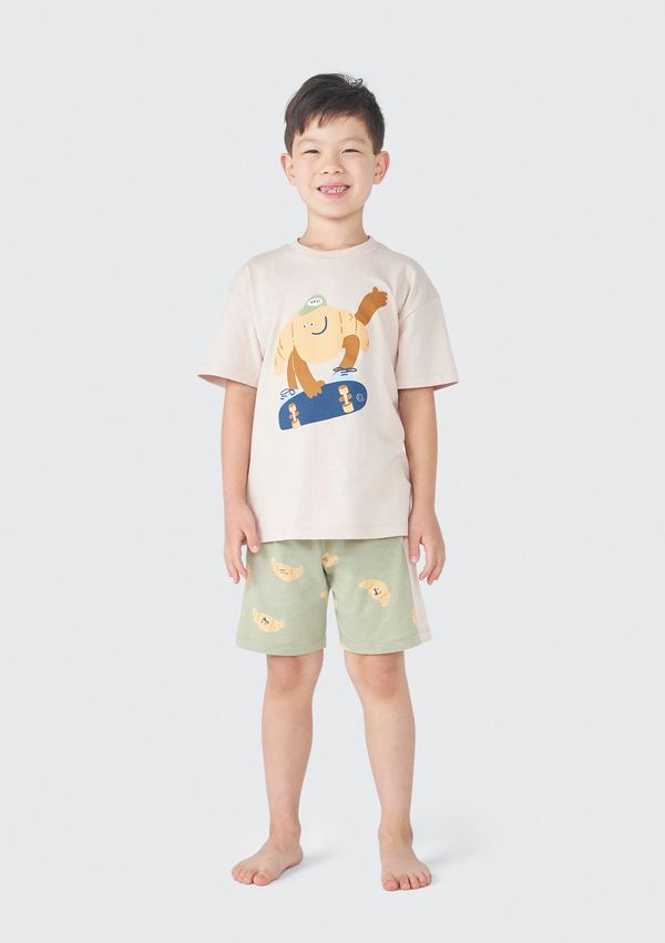 Pijama Infantil Menino Curto Estampado - Marrom 014