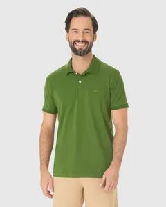 Camisa Polo Básica Masculina Regular Em Algodão Verde - GG