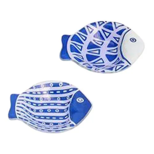 Ornamento De Vidro Decor Glass 2 Unidades Peixes Pequenos 16,5 x 14cm (MP)