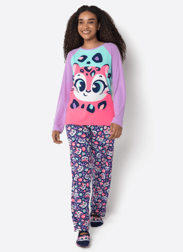 Pijama Manga Longa Feminino Onça M