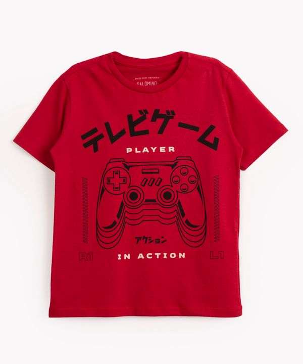 camiseta de algodão infantil player manga curta vermelha 8