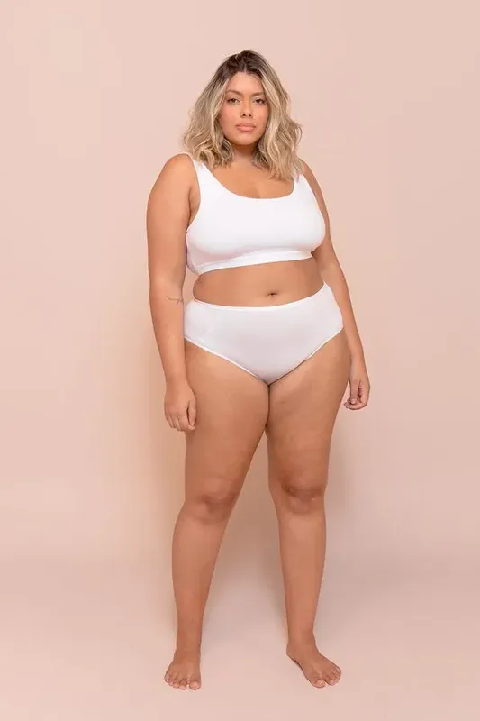 Calcinha Cotton Plus Size Branco-54