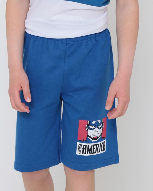 Bermuda Infantil Moletinho Capitão América Marvel Azul 12