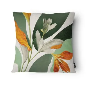 Capa Almofada Floral FL2419 Veludo Folhagem Verde 43x43cm FL2419 - Tuti Gottô