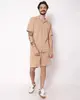 Bermuda Masculina Reta Texturizada com Bolsos Bege G