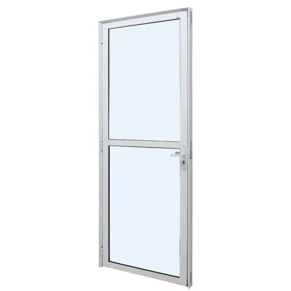 Porta de Vidro Pa1 Perfecta de Giro em Alumínio 215x80cm para Cozinha Lavanderia e Sala Branca Jap Telecom Porta de Vidro Pa1 Perfecta de Giro em Alumínio 215x80cm Branca Jap Telecom