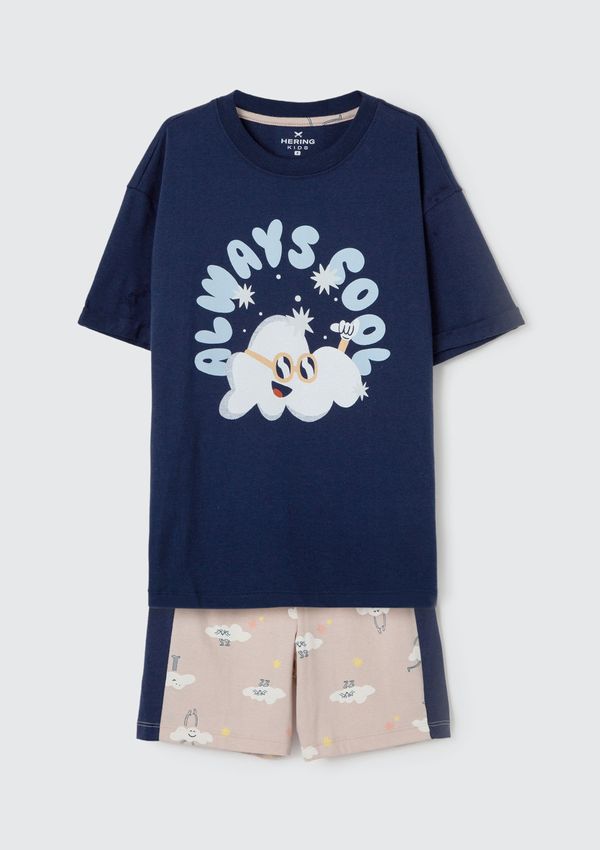 Pijama Infantil Menino Curto Estampado - Azul 002