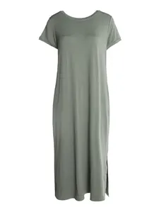 Vestido Com Bolsos e Fenda Feminino VERDE GG