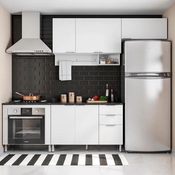 Cozinha Compacta Rubi com 5 Portas 3 Gavetas Bartira Branco